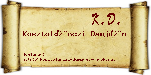 Kosztolánczi Damján névjegykártya